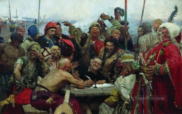  HM Lienzo - la respuesta de los cosacos zaporozhianos al sultán mahmoud iv 1896 Ilya Repin